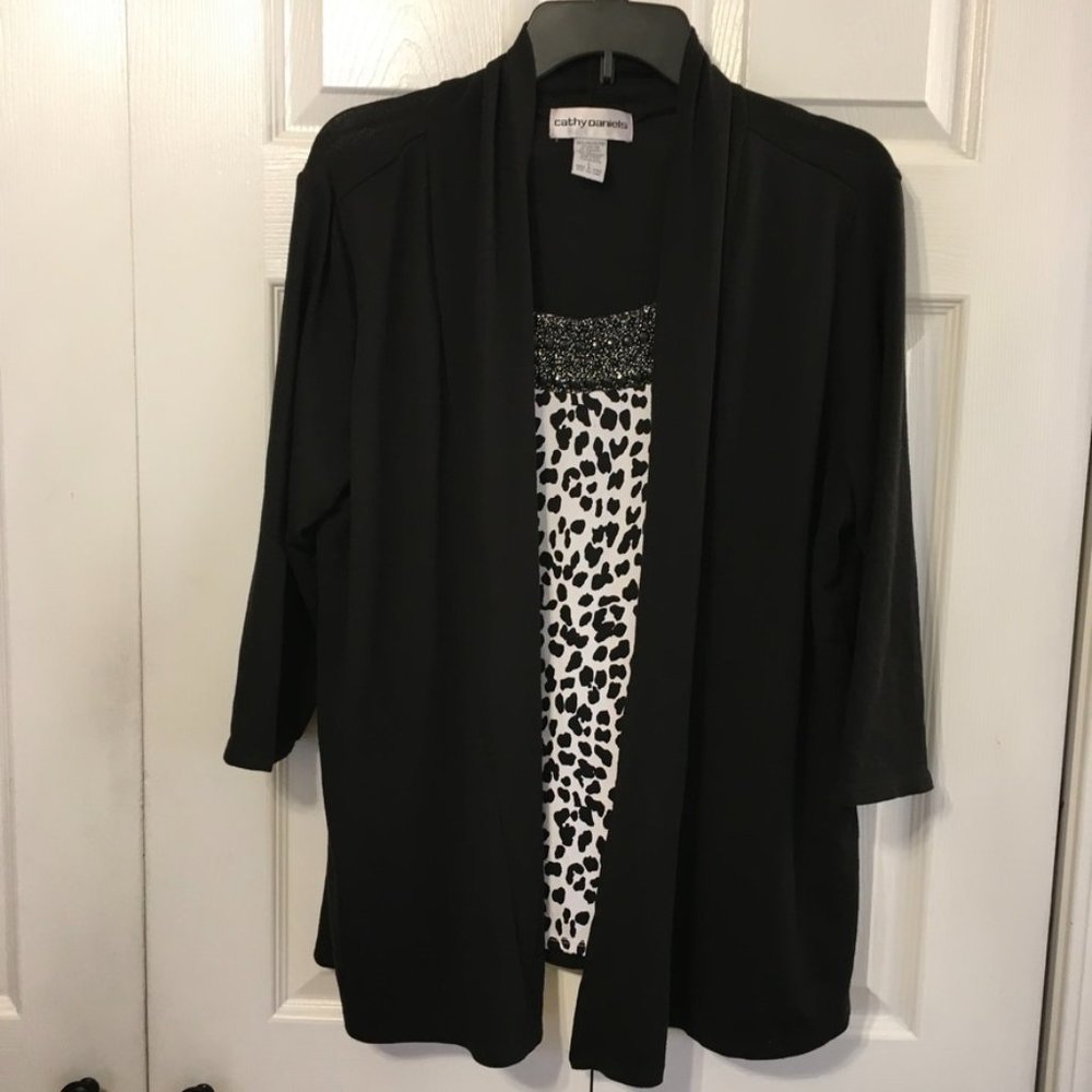Cathy Daniel's Blouse With Sequin Neckline